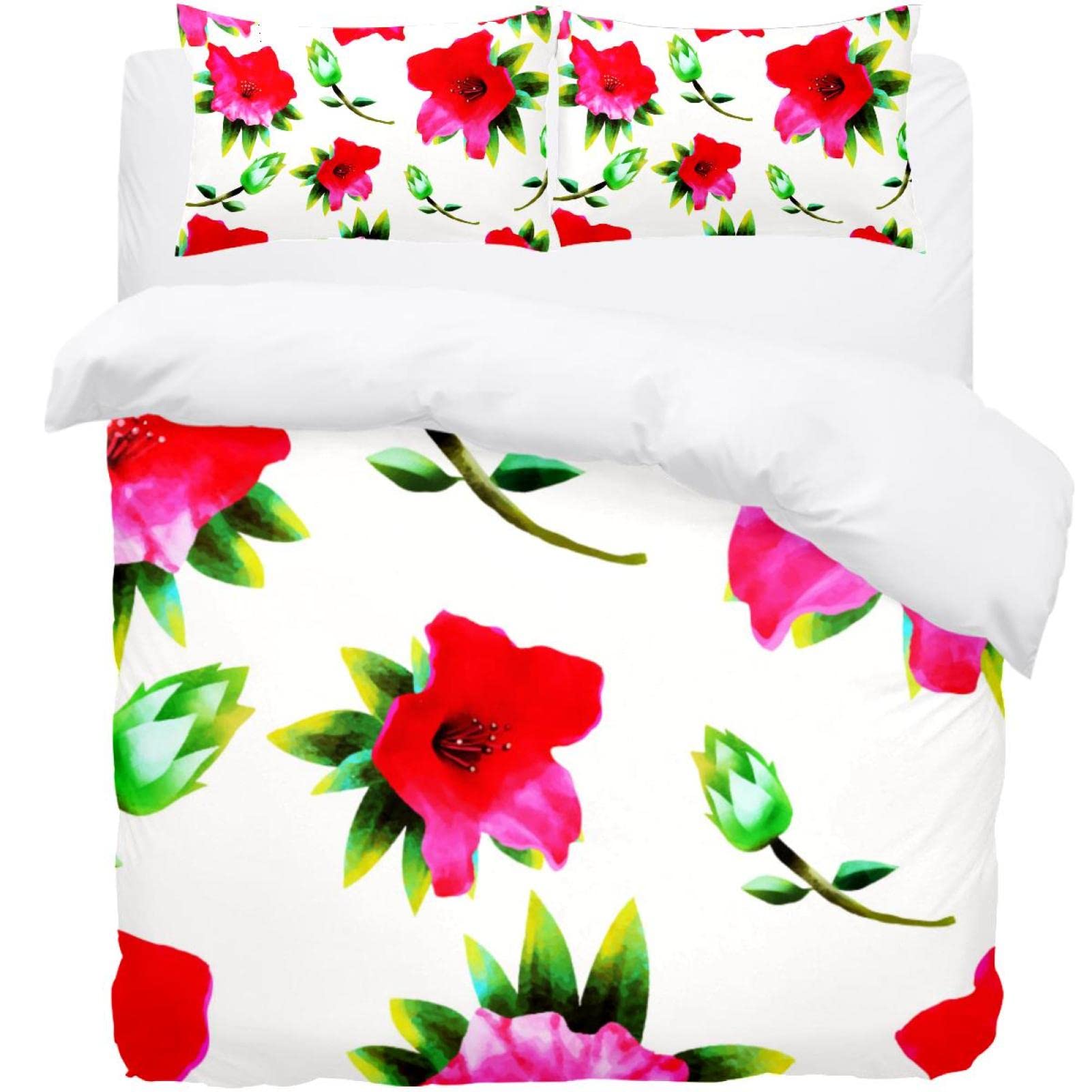 Parure de lit motif floral beige 3 pièces : housse de couette douce pour des nuits confortables