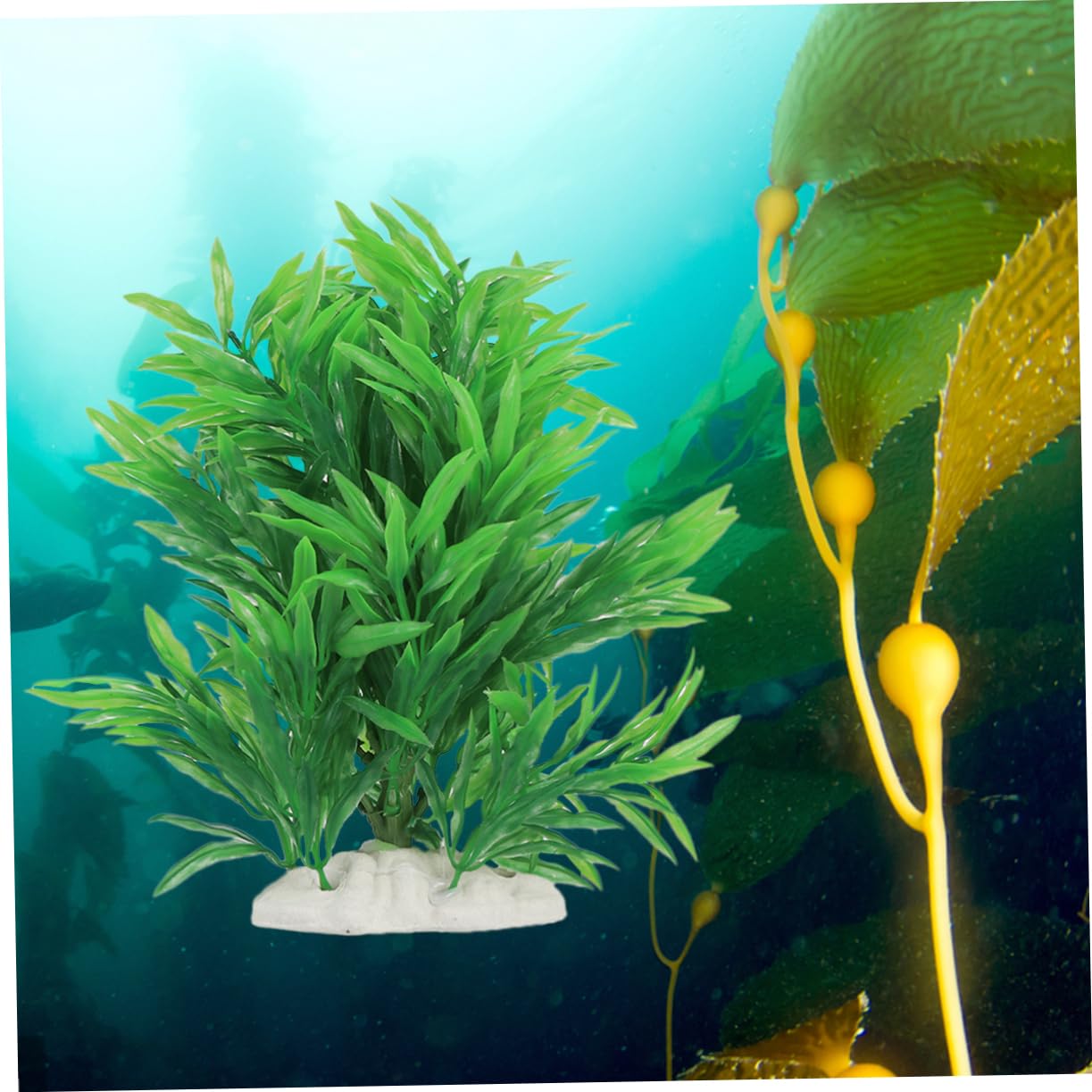 DOITOOL 3 Stücke Künstliche Wasser Aquarium Grün Gras Decor Blatt Pflanze Landschaft Salz Frische Wasser