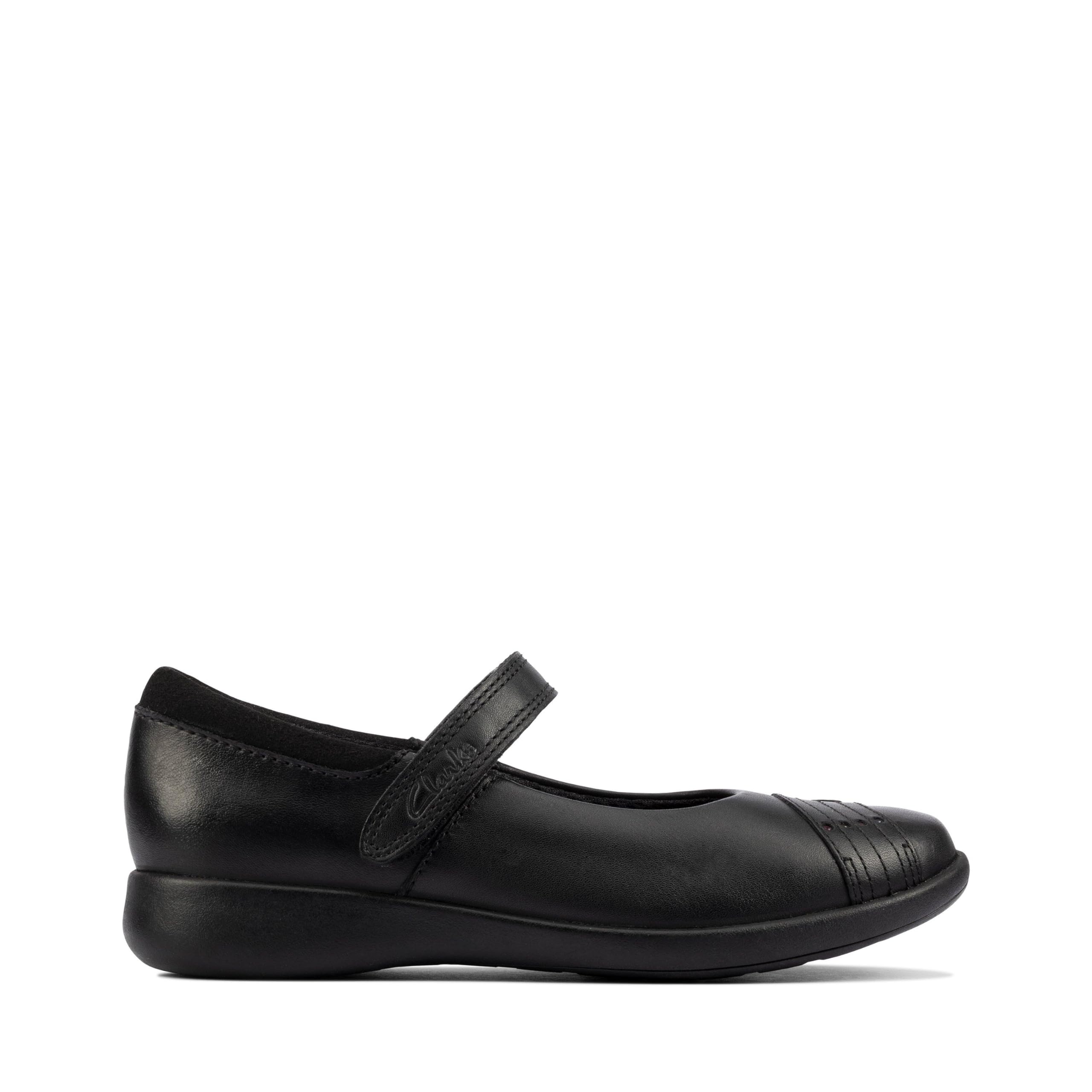 Clarks Girl's Etch Beam K Ballet Flat, Black Black Leather, 13.5 UK Child