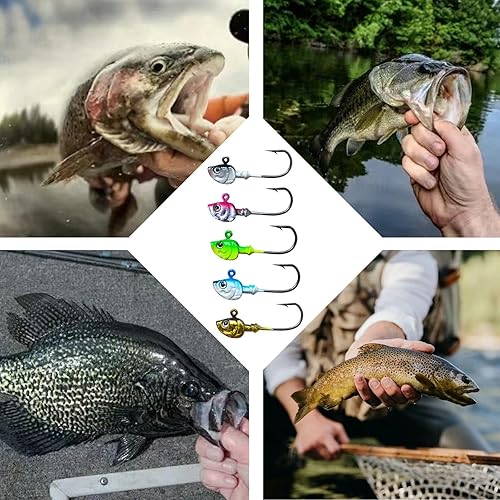 Miniatura 7 de Bombite Swimbait Jig Heads, 10 unidades de cabezas de plantilla de pesca, ganchos de agua salada, cabeza de plantilla de Swimbait, cabezas de pesca