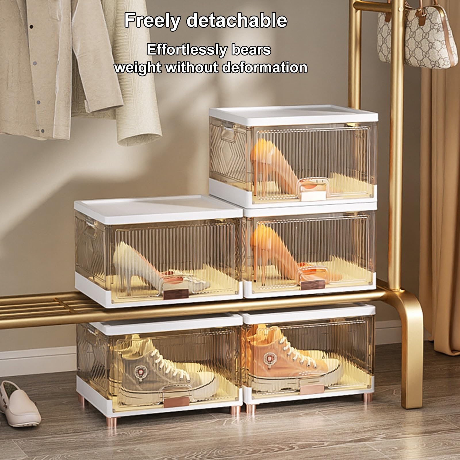 Schuhkartonorganisator Transparent Plastikschuhkarton Stapelbare Schuhkartons Für Sneaker -Aufbewahrung High Heels Aufbewahrung (Size : Four Layer) Küche, Haushalt & Wohnen