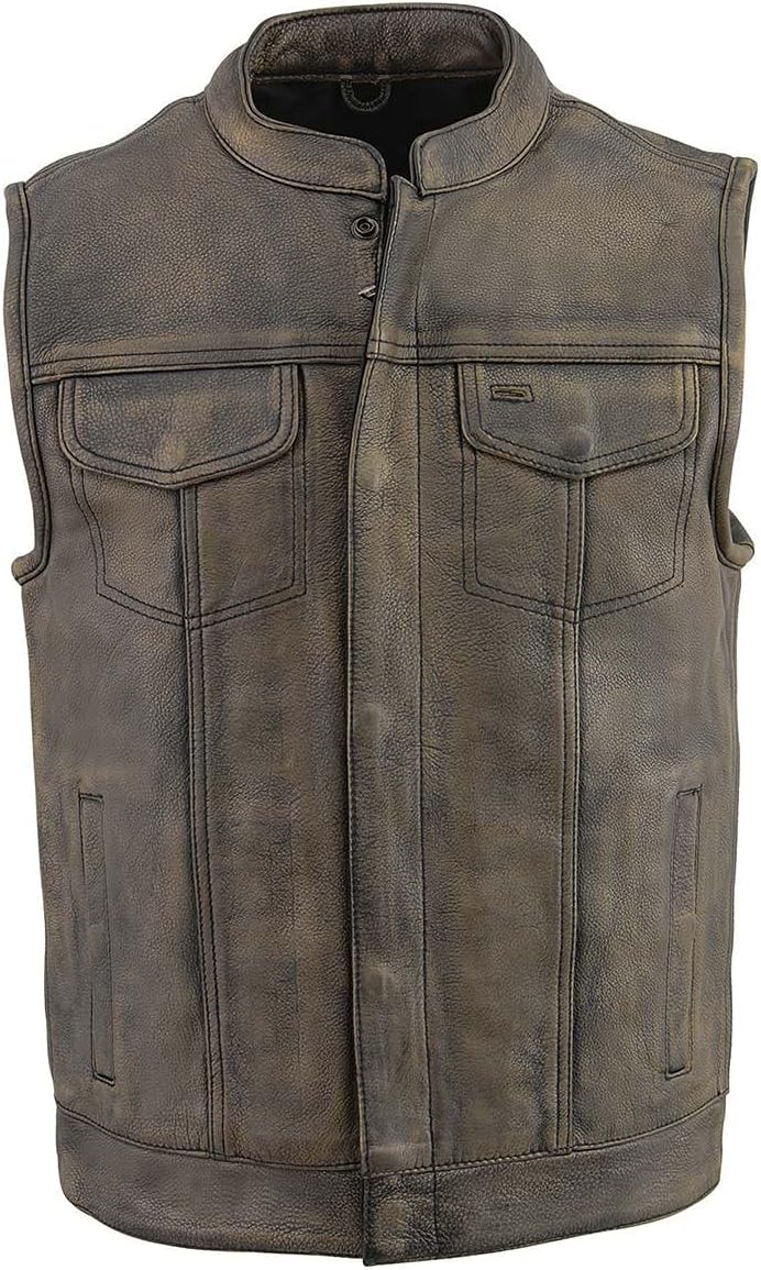 Milwaukee Leather Men's Club Style Motorcycle Vest -Premium Leather, Dual Closure, CCW Pockets, Patch-Ready Back - Image 9