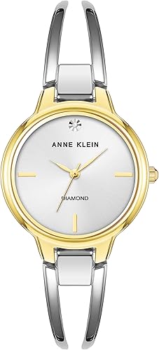 Anne Klein - Reloj de pulsera con esfera de diamante auténtico para mujer