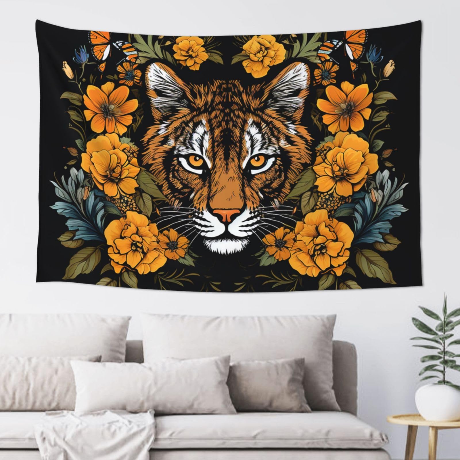 QLDETUPWLX Tapestry 152x102 cm Wall Hanging for Living Room Tiger and sunflower Tapestries Home Decor Soft Aesthetic Tapestries Hanging Decor Blanket Wall Tapestry for Bedroom Dorm Indoor Outdoor