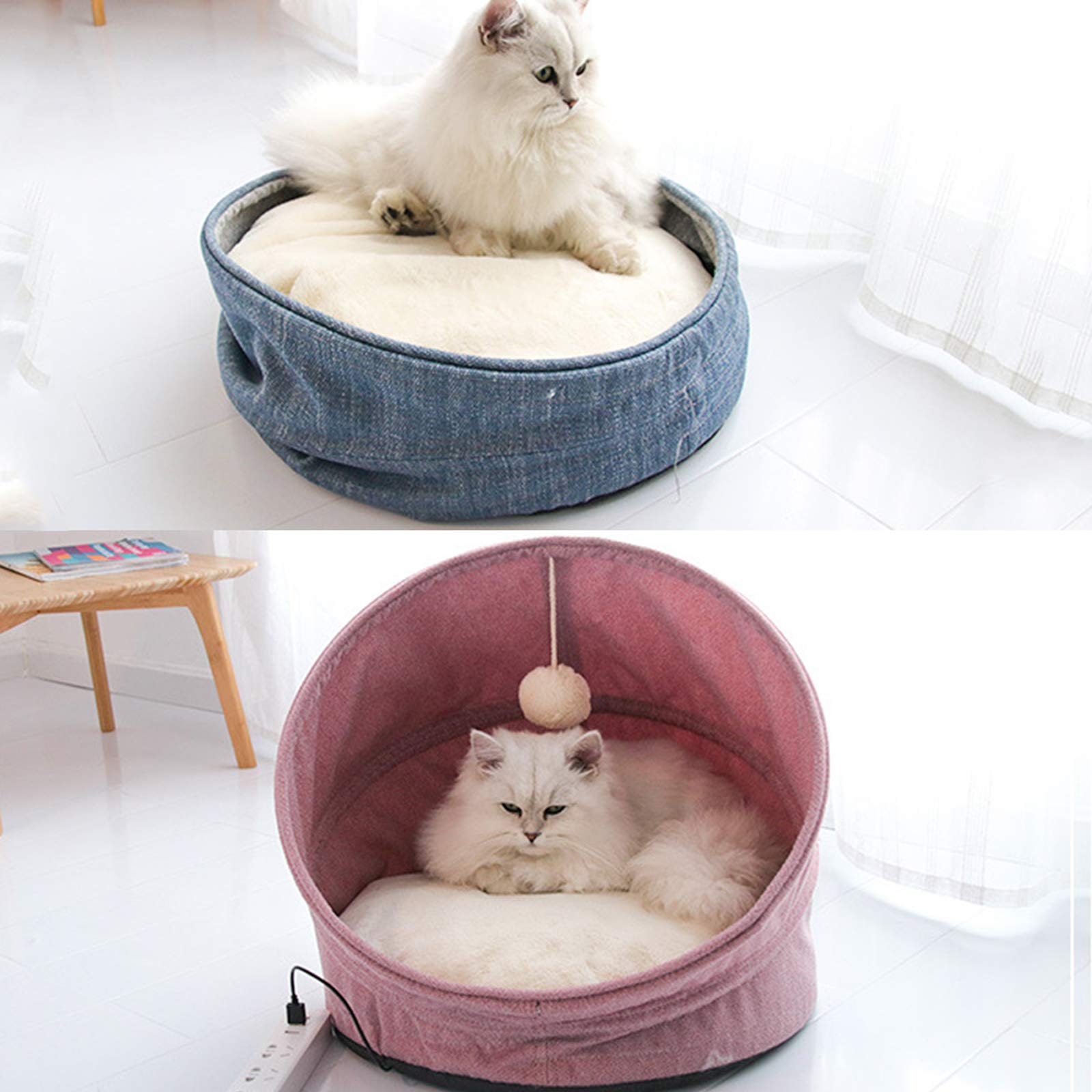Cama para Mascotas,Manta Eléctrica para Gato/Perro Interior, Almohadilla Térmica para Mascotas con Una Alfombra Suave para Mascotas, Alfombrilla De Calentamiento Interior