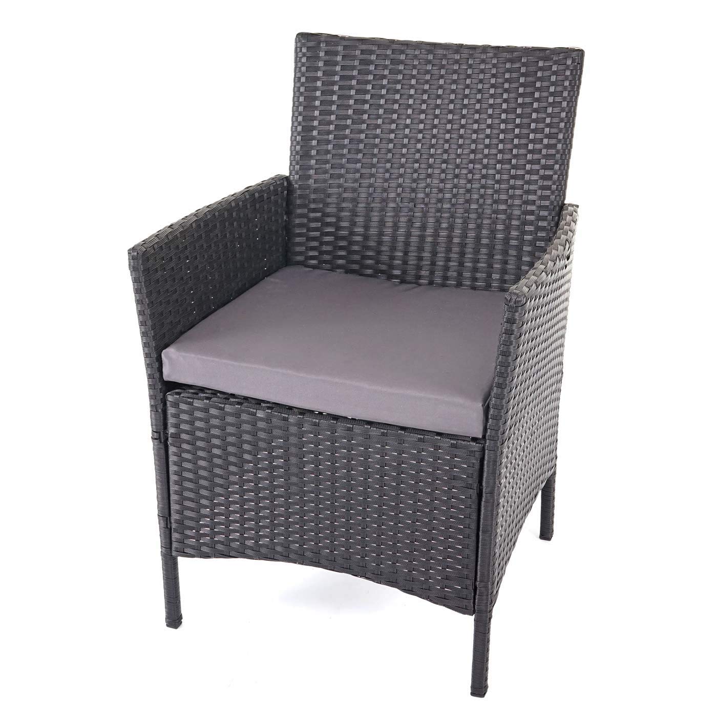 Mendler Set salotto giardino esterno salottino elegante HWC-D82 polyrattan nero con cuscini antracite