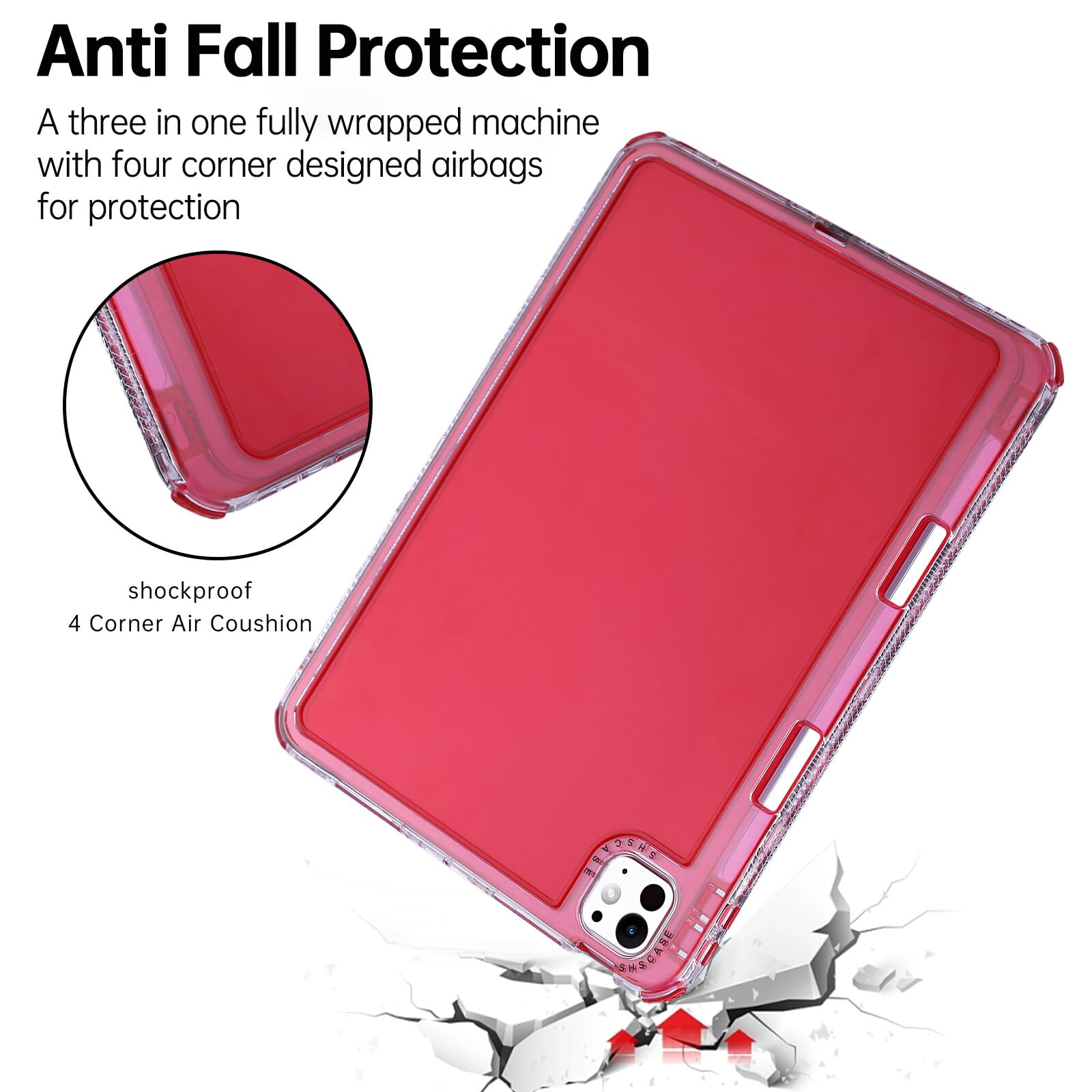 Generic Custodia compatibile con iPad di 6a / 5a generazione da 9,7" (colore: rosso) Custodia rigida antiurto in silicone rigido a triplo strato