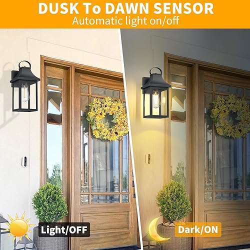 Miniatura 2 de Lámparas de pared para exteriores del atardecer al amanecer, de 13.75 pulgadas, aplique de pared exterior con enchufe de base E26, farol de pared