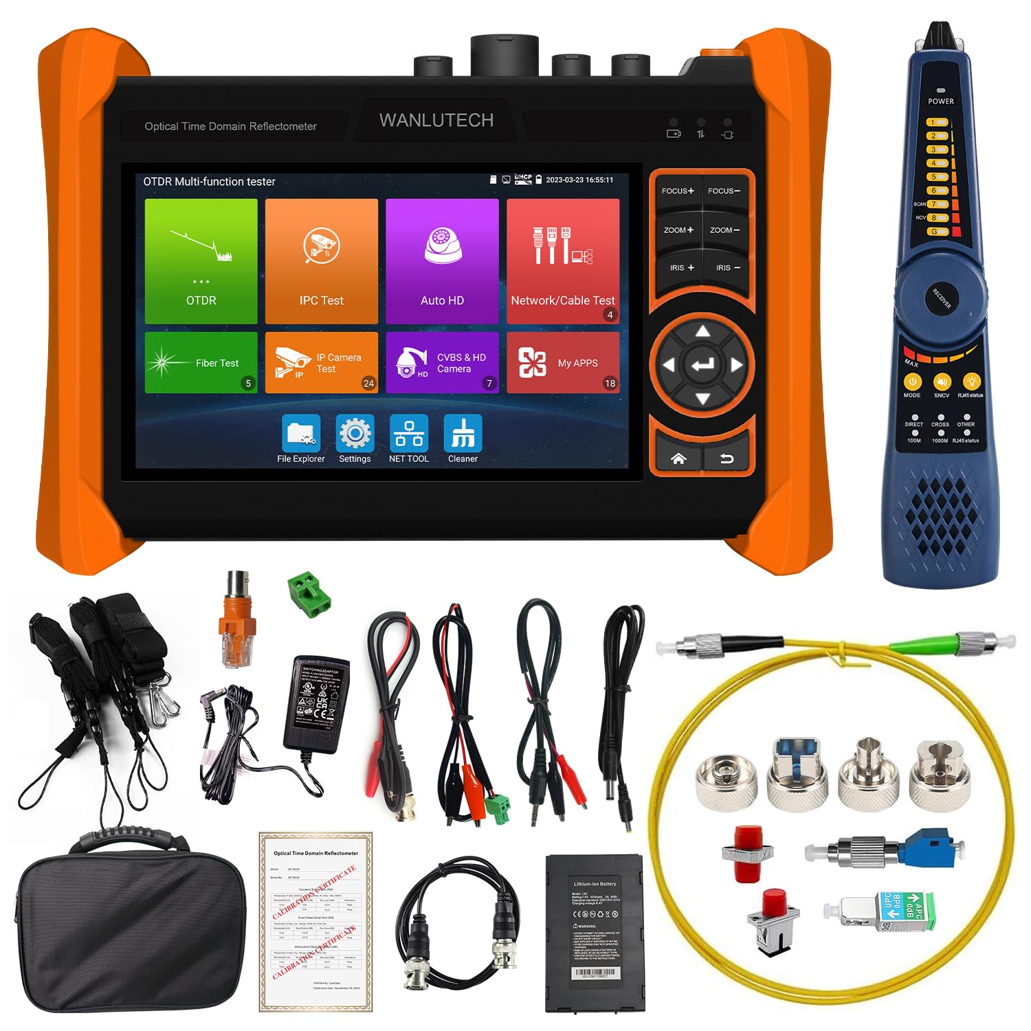 OTDR Fiber Optic Tester, WANLUTECH 1310/1550nm OTDR Built-in Event Map OPM OLS VFL CCTV Tester Support 8MP TVI CVI AHD 4K IP Camera Test PoE/RJ45 Cable TDR Test/HDMI VGA in-picture-14