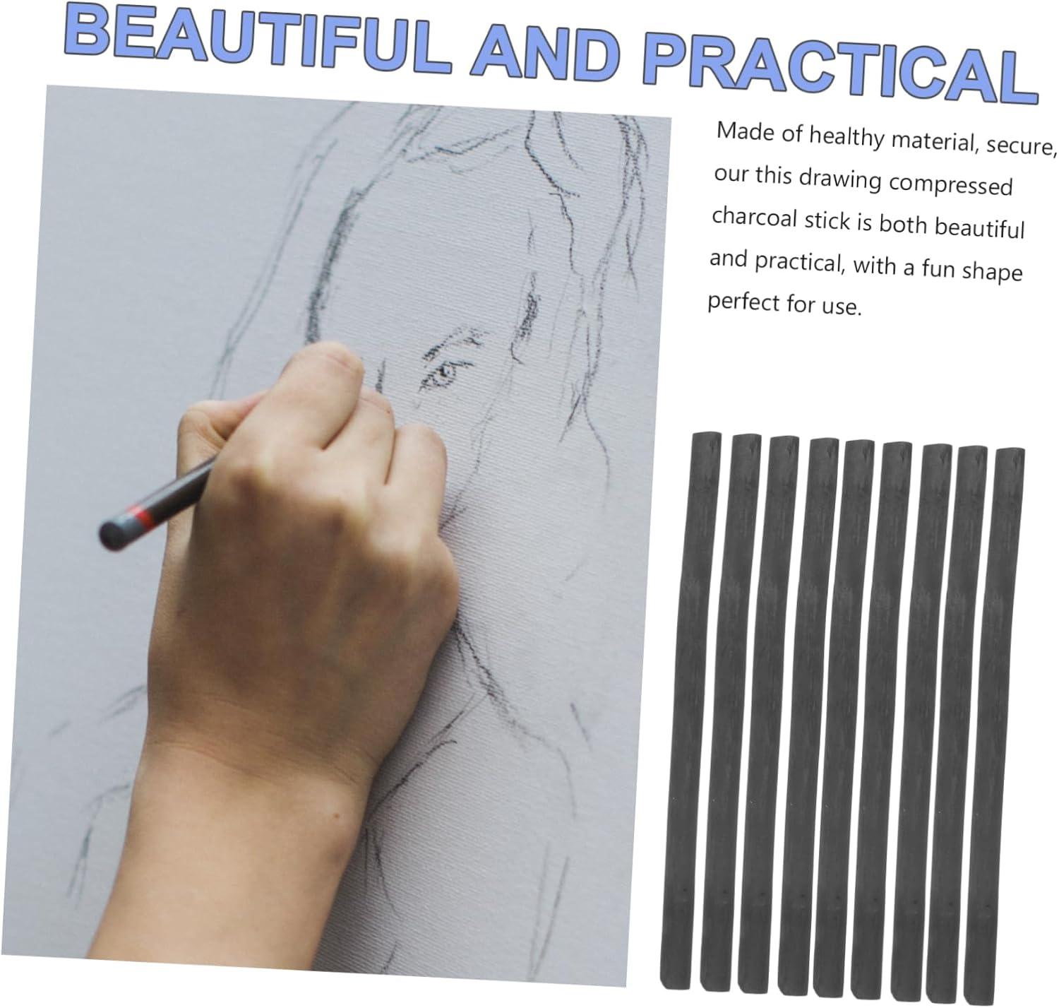 20pcs Professional Willow Charcoals Compressed Drawing Sticks Shading for Students Hobbyists