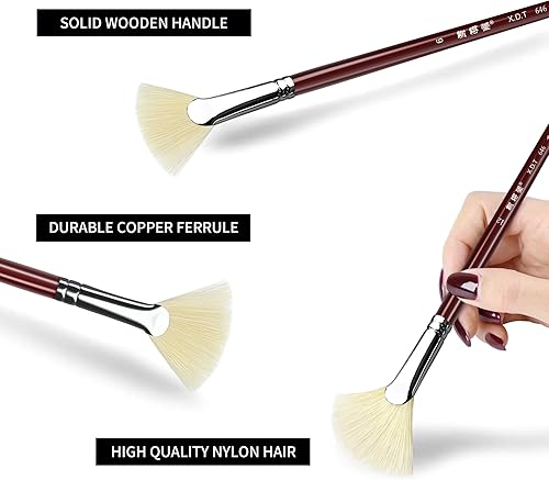 Miniatura 3 de XDT#646 - Juego de 9 pinceles para artista, cerdas de cerdo medianas rígidas, mango extra largo #0#2#4#6#8#10#12#14#16, acuarela al óleo acrílica