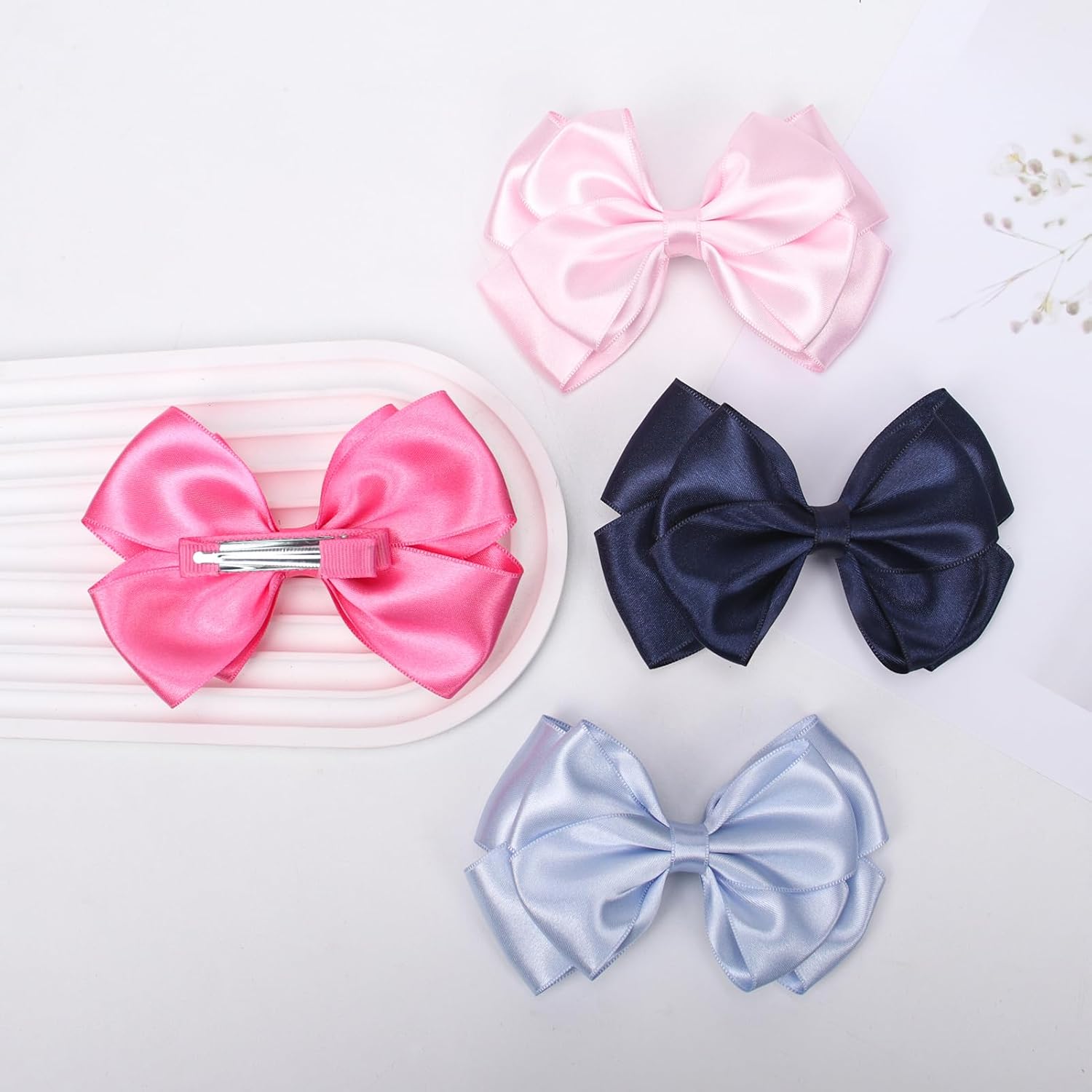 4.5" Hair Bows Clips Hair Accessories for Women Girls Toddlers Children Grosgrain Ribbon Alligator Clips (Navy Blue) - Image 8