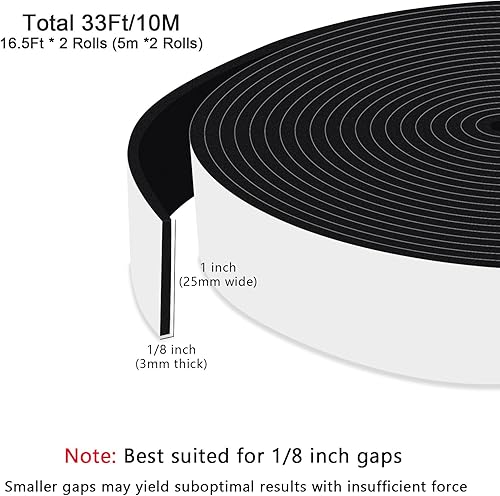Miniatura 4 de Rollo de cinta aislante de espuma adhesiva fuerte mejorada para aislamiento de marcos de puertas, ventanas, aire acondicionado, tira de sellado de