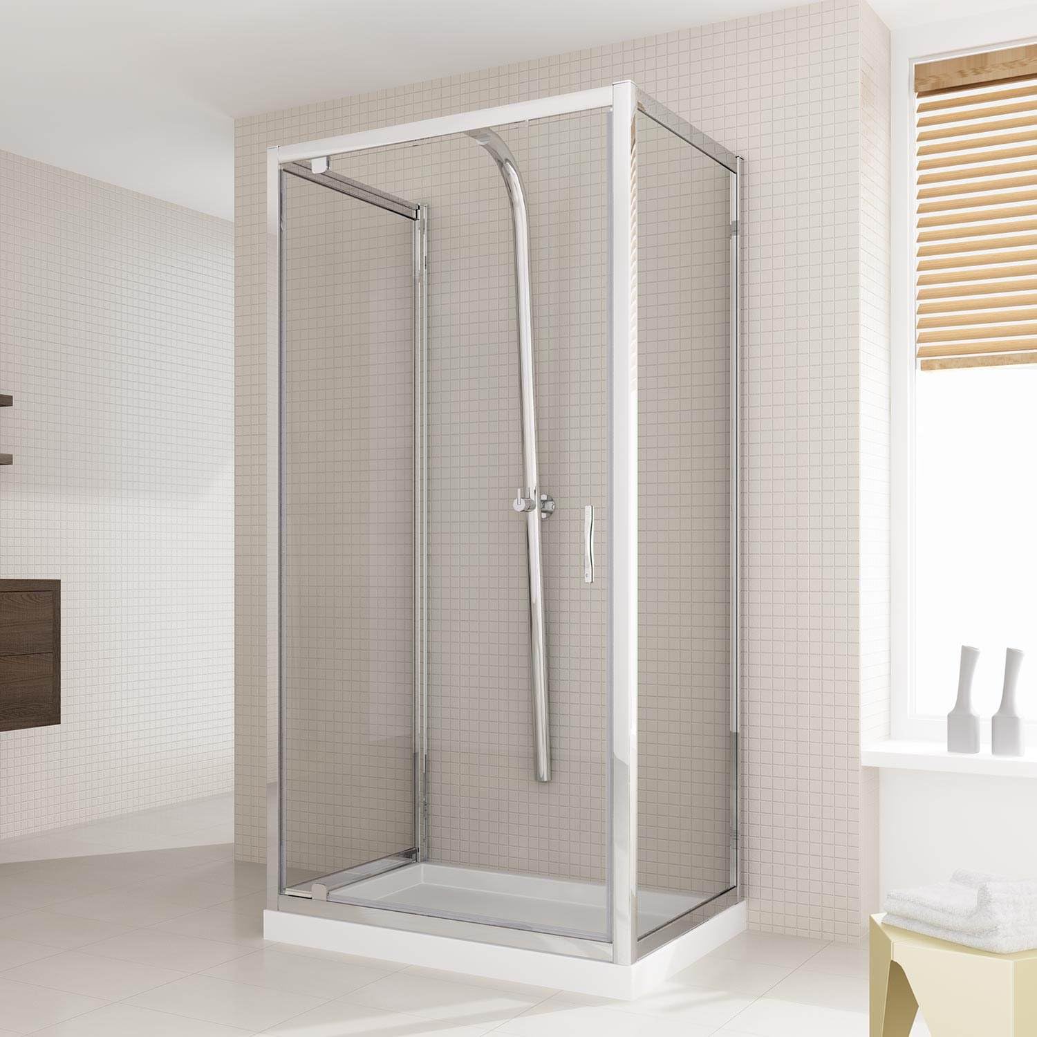 Box Doccia 3 Lati 80x80x80 cm 1 Anta Battente in Cristallo Trasparente 6mm H198 Aalborg Trio