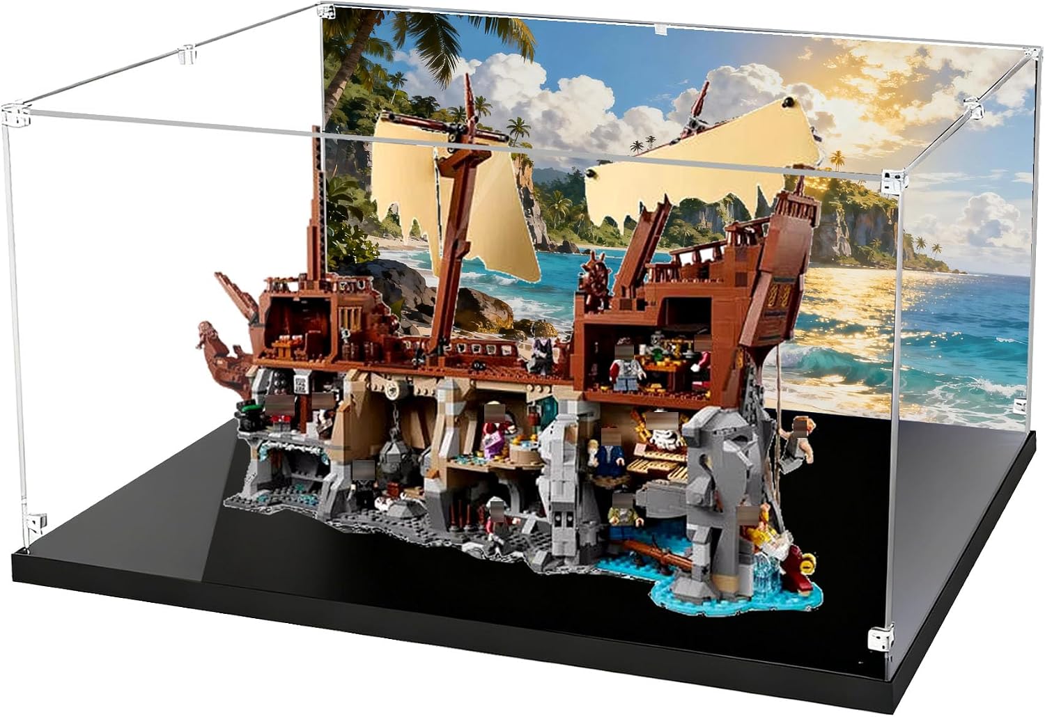 Acrylic Display Case, Compatible with Lego 21363 The Goonies Pirate Ship Sets,Dustproof,Storage Box,Compatible with 21363(Display Case Only, kit not Included) (Back Spray D)