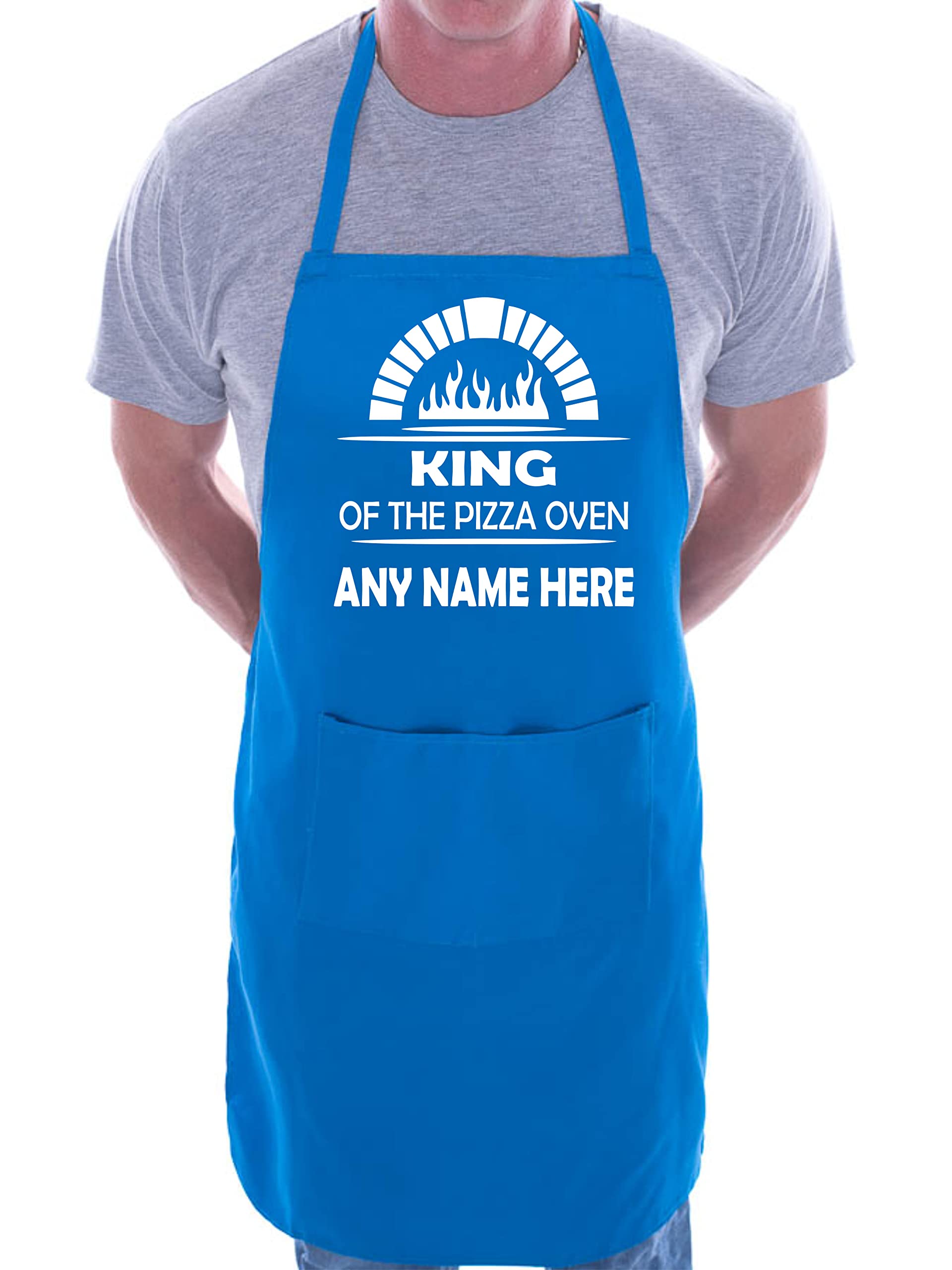 Print4U King Of Pizza Customise This Apron Your Name Here BBQ Baking Cooking Blue
