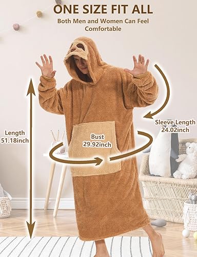 Miniatura 2 de LATH.PIN Manta con capucha para mujer, sudadera de gran tamaño, linda sudadera con capucha Sherpa para adultos