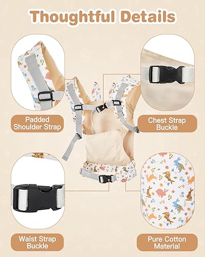 Miniatura 2 de Lictin Portabebés para muñecas, portador de accesorios para muñecas delanteras y traseras para niñas pequeñas, con correas ajustables para muñeca de