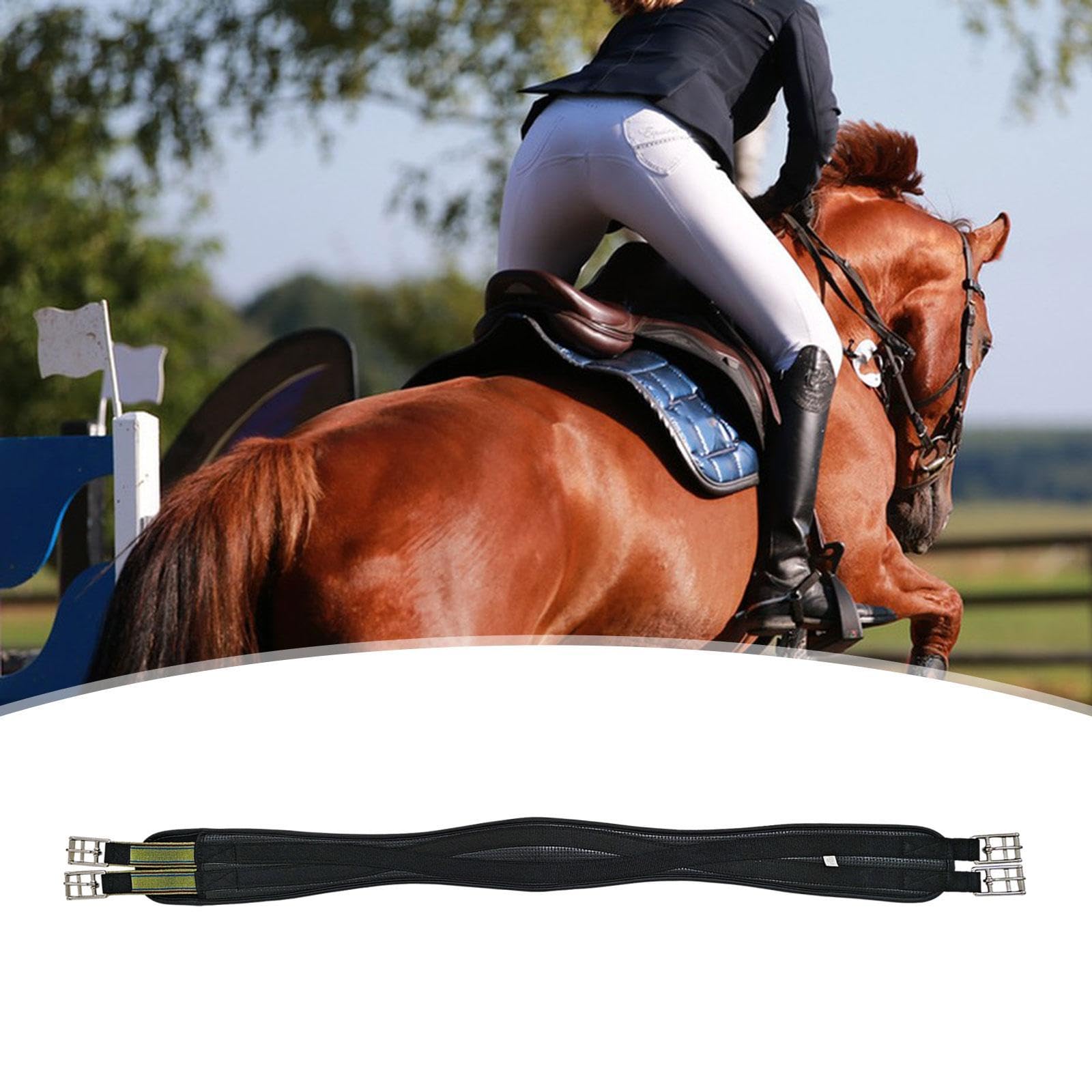 Sottopancia per Cavallo Elasticizzato Accessorio Sella Antiscivolo Similpelle Regolabile con Fibbia Acciaio Adatto per Escursioni Equitazione, 100 cm