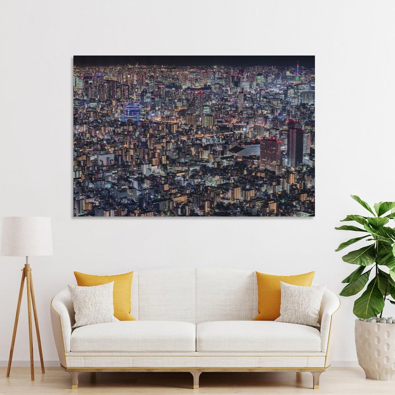 Amazon.co.jp: 絵画 東京夜景インテリア 絵画 魅力的な都市景観 日本の