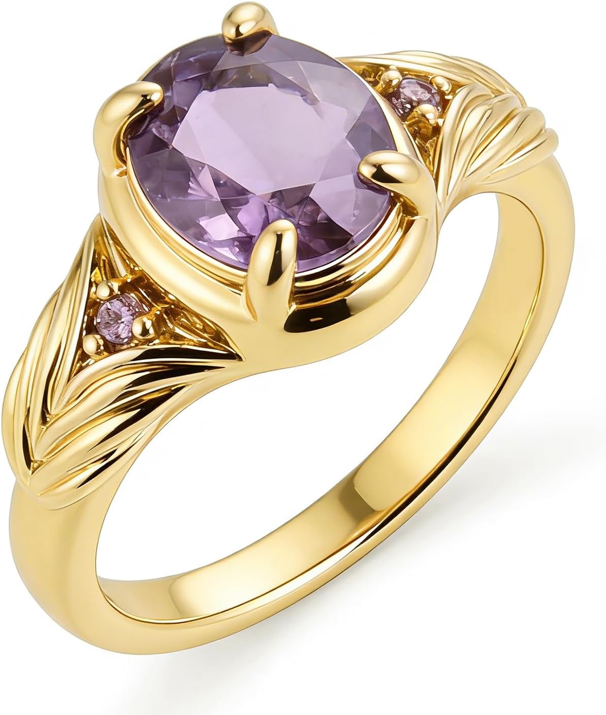 14K Gold Plated 925 Sterling Silver Fashion Ring for Women,Purple Cubic Zirconia Oval Cut Dainty Ring Jewelry Gifts for Her,Vintage Ring for Anniversary Wedding Engagement Daily Size:6-10