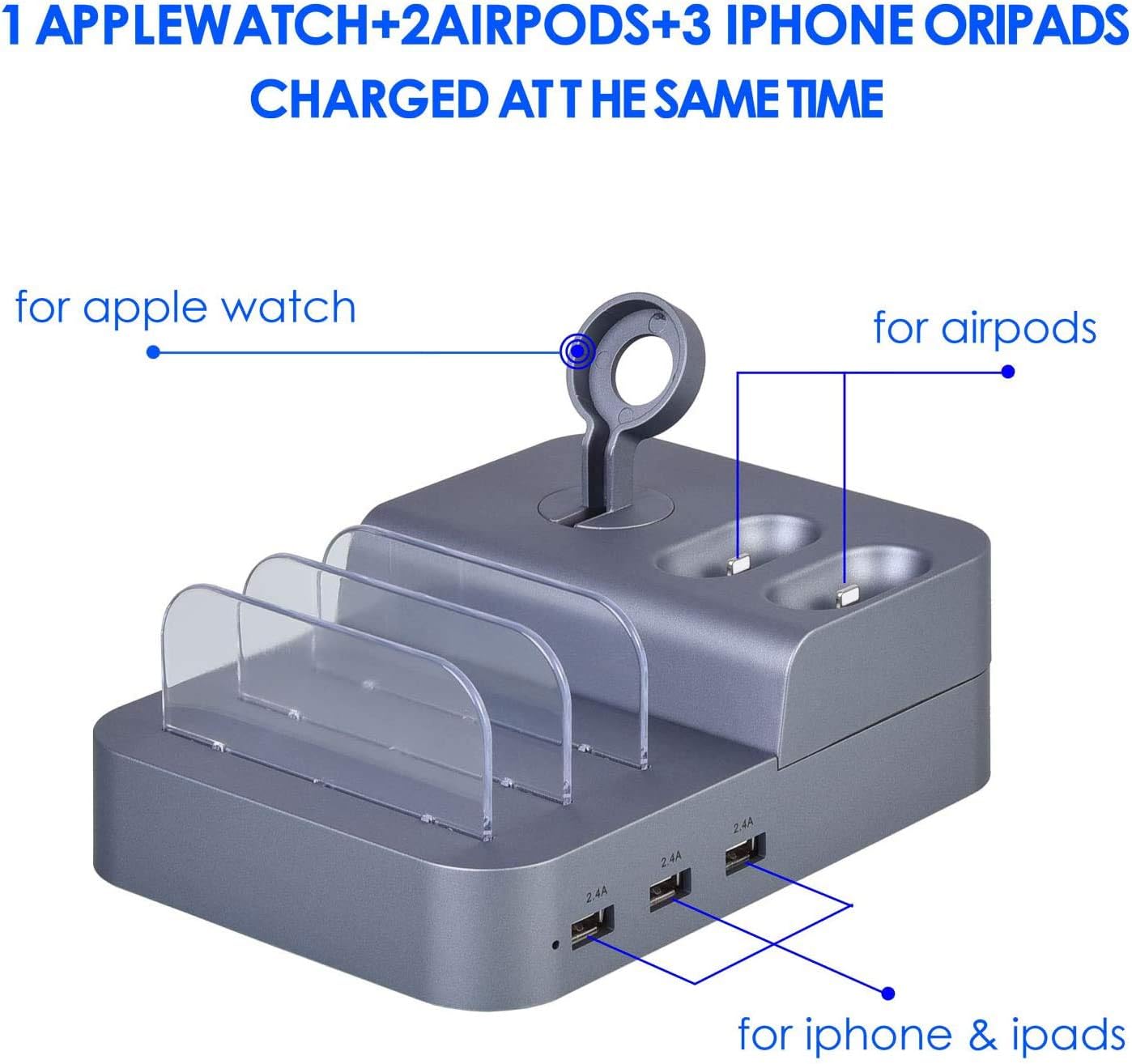 One-Day Sale: Up to 80% Off KeyEntre 6 Port USB Charging Station for Multi Device USB Charging Dock Station HUB Desktop Charger Stand Organizer Compatible with iPhone iPad Cell Phone Tablets (Include 3 Short Cable)