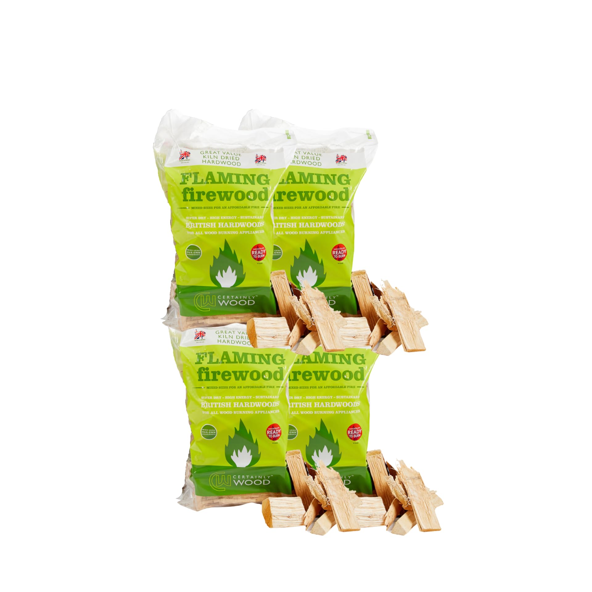 Certainly Wood Natural Flaming Firewood Kiln Dried Hardwood Logs 4 Bags – Fire Wood For Log Burner Woodburning Stove Open Fire Pits Bbq Pizza Oven Fireplace Chimenea Barbecue Firepit Camping – Ready To Burn