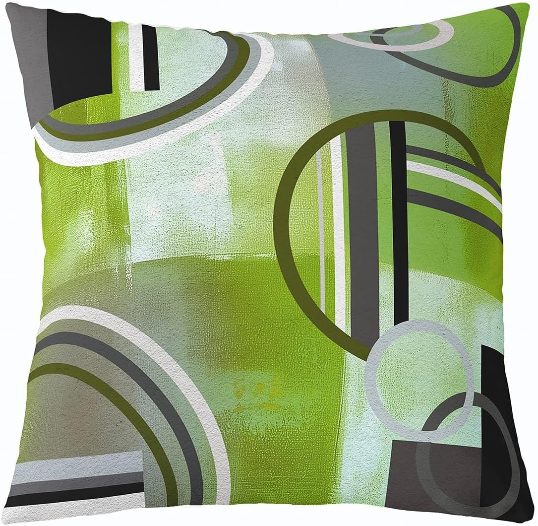 Erosebridal Ombre Watercolor Throw Pillow Cover for Bed Sofa,Green Grey Pillow Cover,Swirls Circles Cushion Case,Grunge Modern Texture Contemporary Pastel Decorative Pillow Cover,24x24 Inch