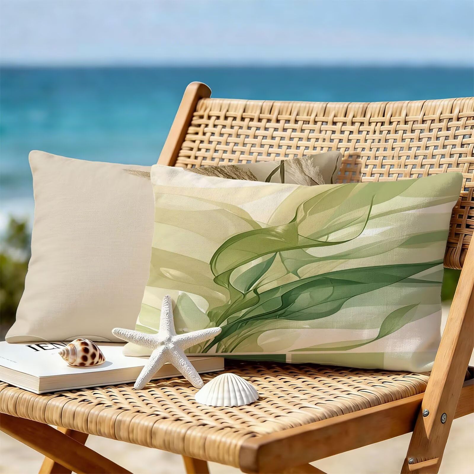 Housse de Coussin Canapé Beige 30x50cm Exterieur Impermeable Géométrie Taie D'oreiller Décoratif Aesthetic Housse Coussin Decoration pour Chambre Sofa Jardin Balcon Terrasse Lot de 2. T-4474