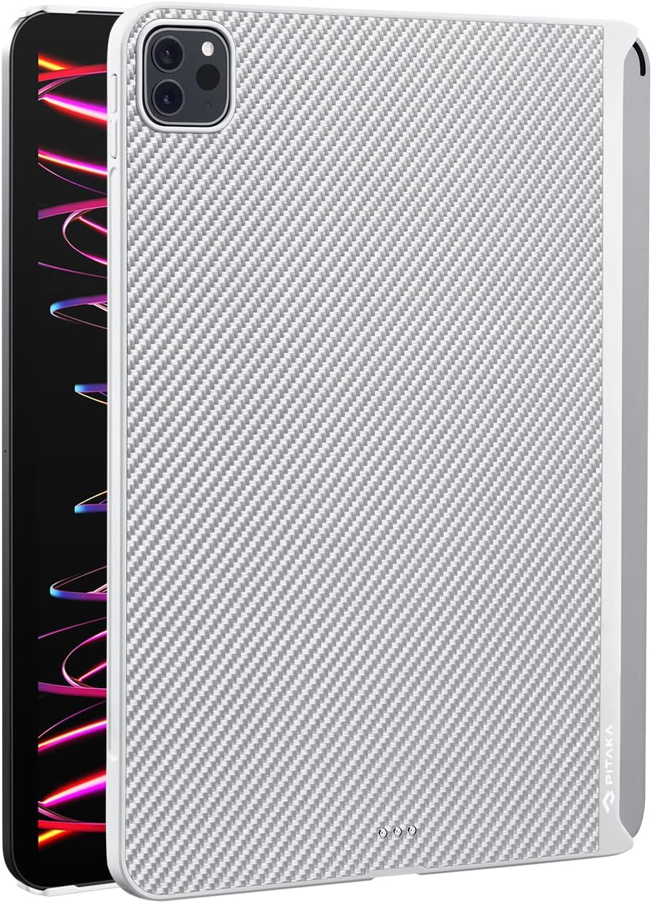 PITAKA iPad Pro 11 Inch Case (2022/2021, 4th/3rd Generation), iPad Pro 11 inch Case Compatible with Magic Keyboard, Fits MagEZ Folio 2 & MagEZ Stand, Aramid Fiber Made, White [MagEZ Case 2]