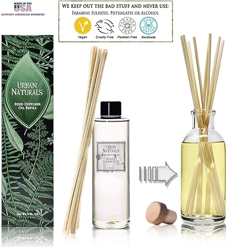 Miniatura 350 de Urban Naturals Reed Diffuser Oil Refill Ocean Mist Sea Salt with Salt Spray, Violet Leaf, Sea Grass, Driftwood 8 oz + Free Reed Sticks, Made in The