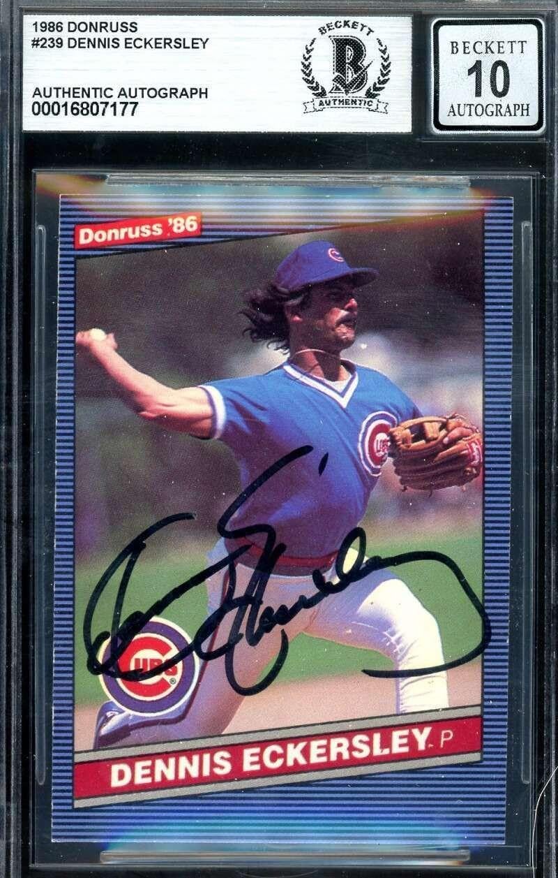 Dennis Eckersley Gem Mint 10 Beckett BAS Signed 1986 Donruss Autograph - Baseball Slabbed Autographed Cards