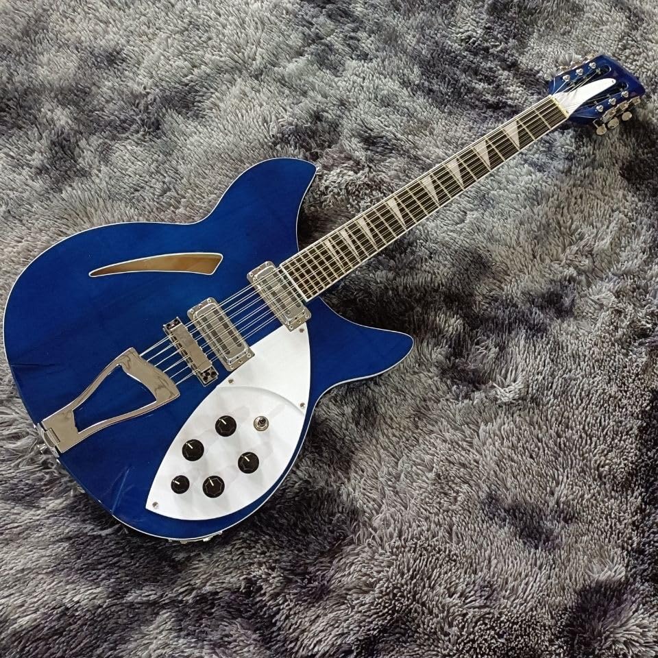 Guitare électrique 12 cordes pour composer en studio avec un son élevé blanc et bleu