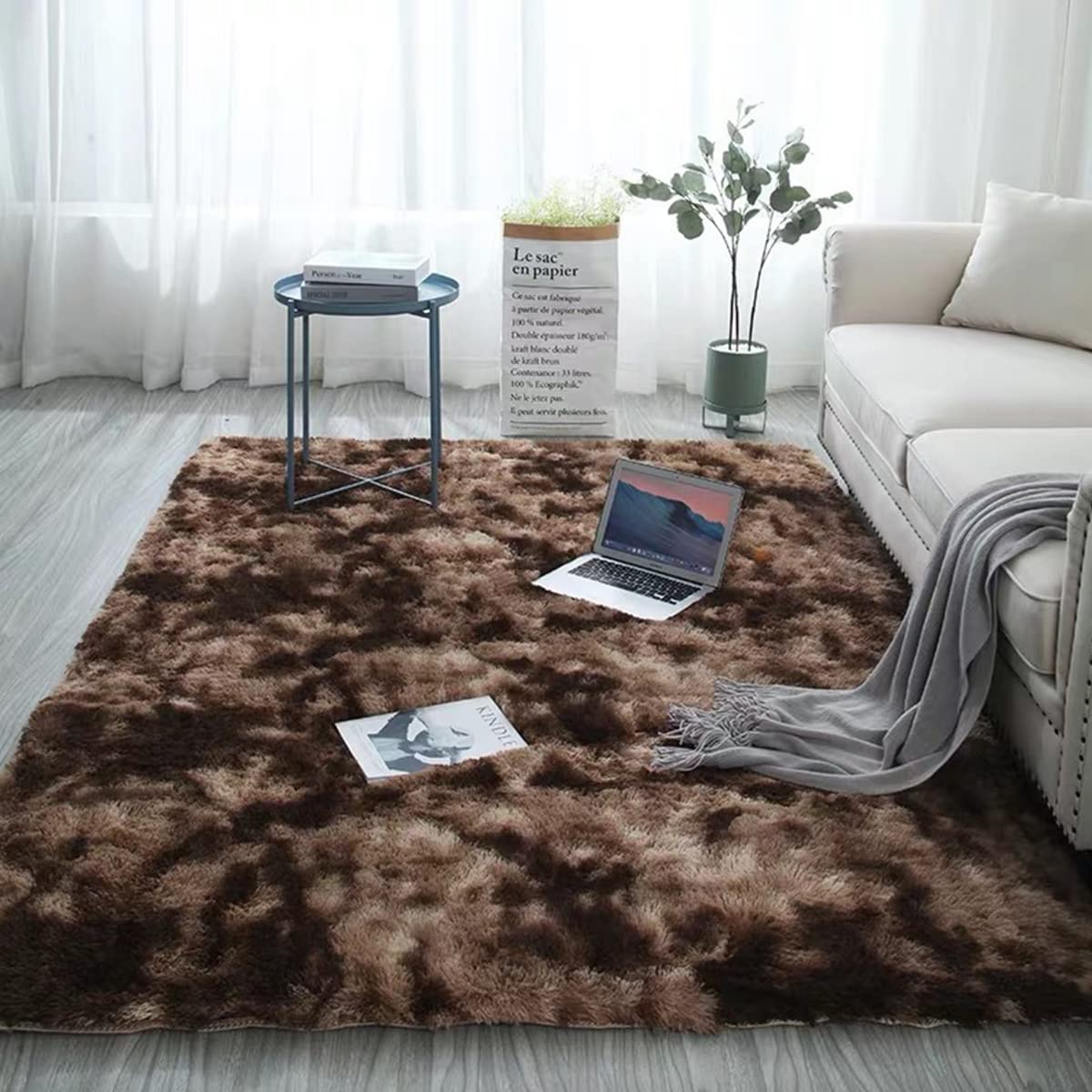 Tappeto morbido e soffice, super accogliente in peluche Shaggy per soggiorno, camera da letto, decorazione della casa, tappeto sfocato per bambini e ragazze, dormitorio (rosso scuro) 200,7 x 299,7 cm