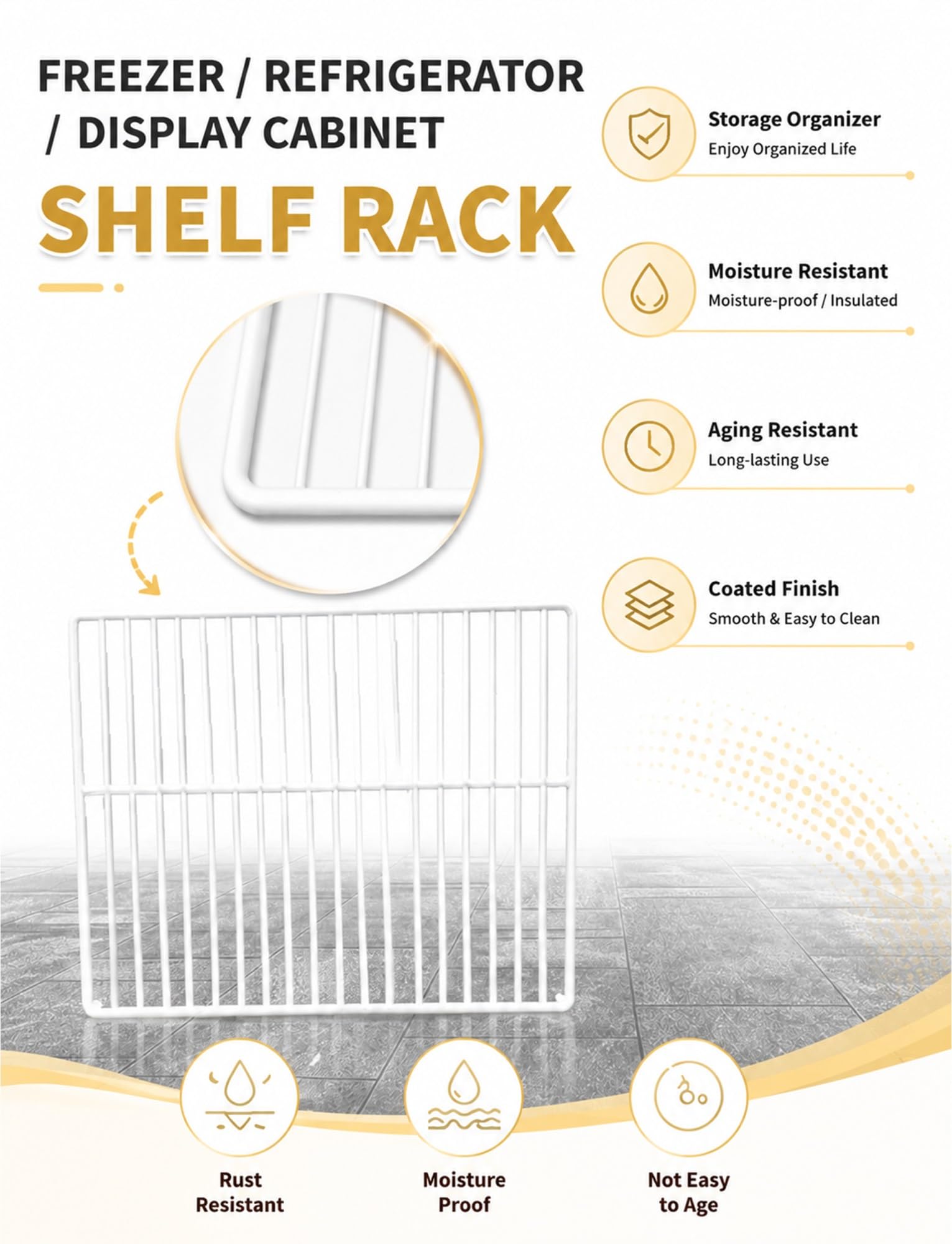 Estante inox para frigorífico, congelador y vitrina refrigerada | Organizador de rejilla con varios tamaños, estructura resistente y fácil limpieza(1.97ft x 1.64ft/60cm x 50cm)