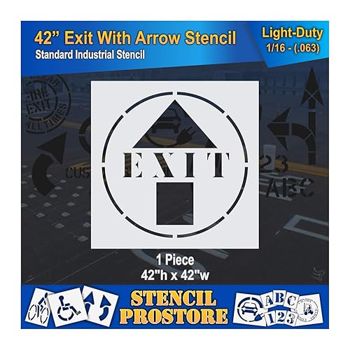 Plantilla de marcado de piso de seguridad, salida de 42 pulgadas con plantilla de flecha, 42 x 42 x 116 pulgadas (63 mil), ligera