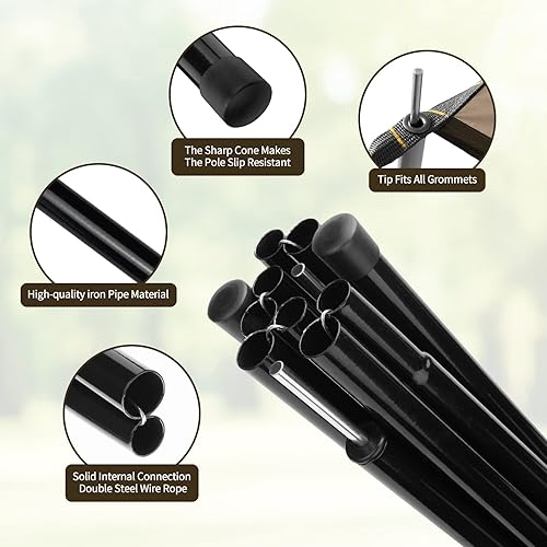 Miniatura 4 de Bessport Lona de campamento, 16 x 9.8 pies con 2 postes, mochila multifuncional portátil, lona impermeable de poliuretano de 118.110 in para