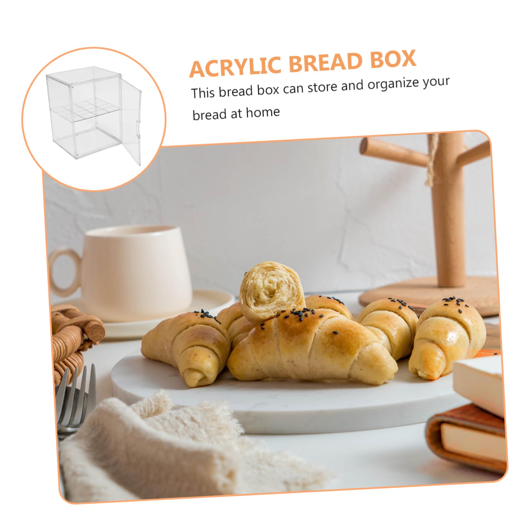 Cabilock Contenedor de Pan Transparente de Doble Capa para Encimera Caja de Almacenamiento de Pan Organizador de Alimentos y Snacks para Cocina y Panaderías
