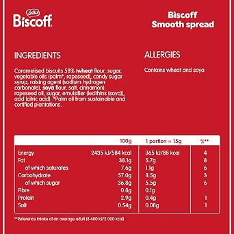 Biscoff - Sweet spread - Smooth - Caramelised biscuit flavour - Vegan - Nut free - No colours or added flavours - Plastic Jar - 720g