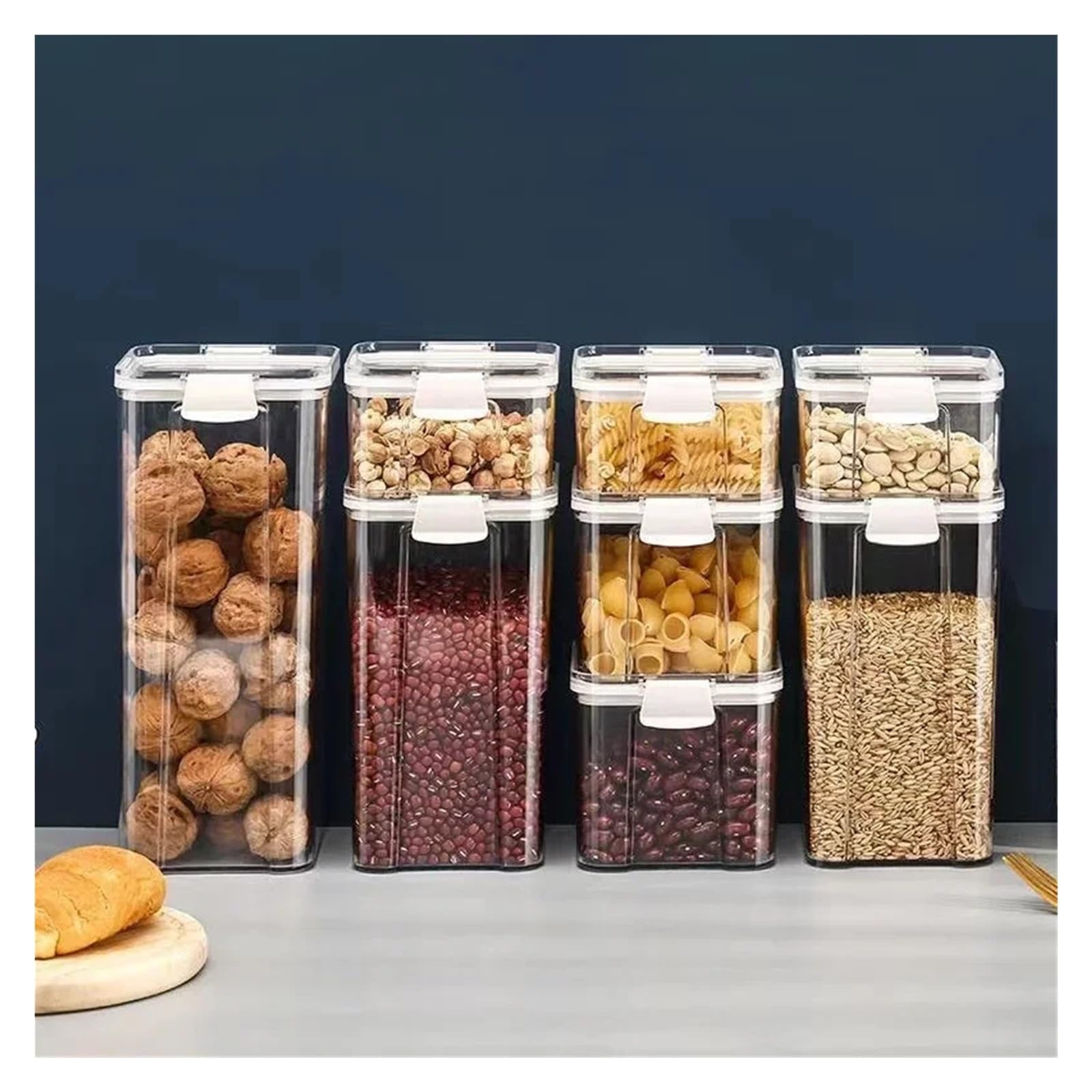 Contenitori for alimenti in plastica da 2 pezzi con coperchio, barattoli, compatibili cereali sfusi, organizzatori cucina(950ml)