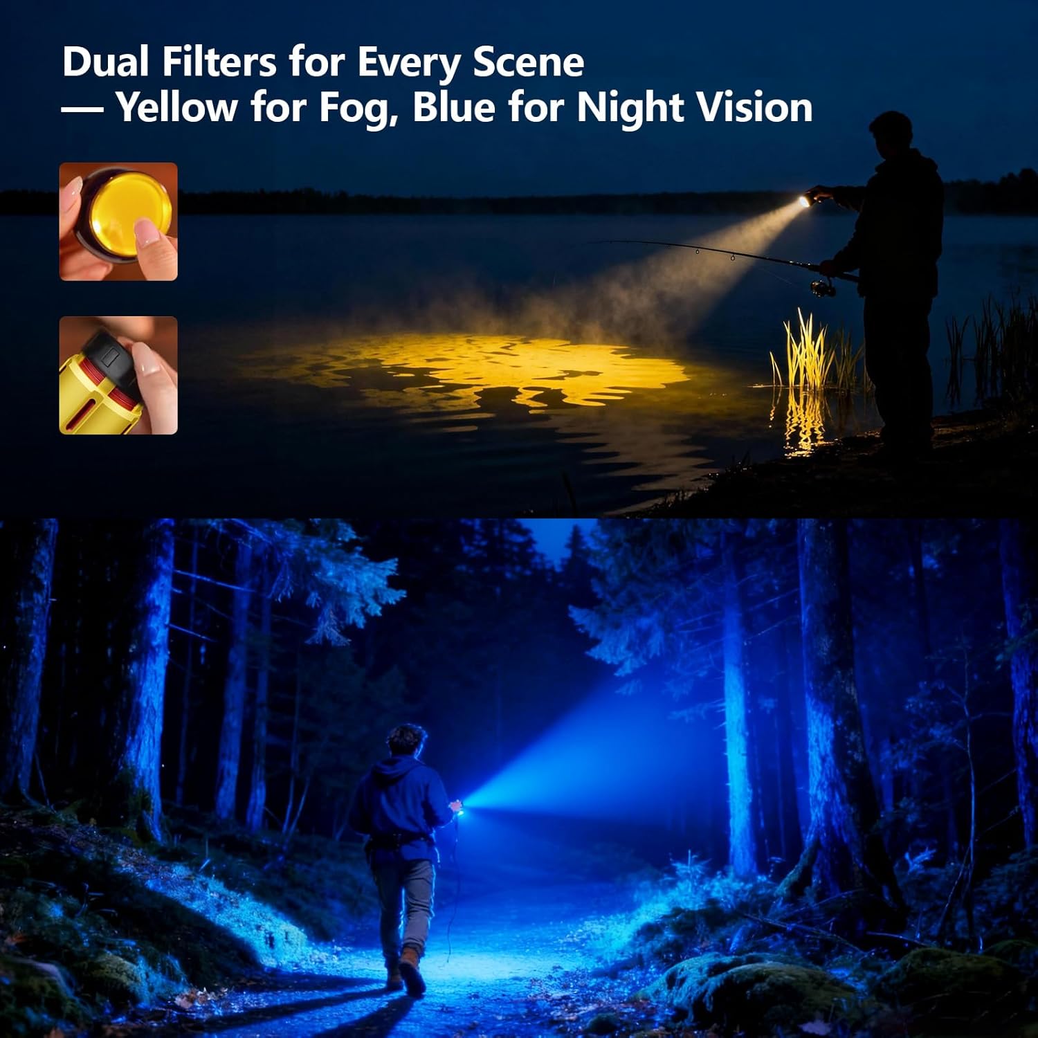 SKYFIRE 2503 LED Rechargeable Flashlights, 10000mAh Super Bright 3000 High Lumens Flashlight Zoomable Tactical Flash Light 10 Modes Waterproof for Home Camping Emergencies Outdoor Hiking Christmas Red