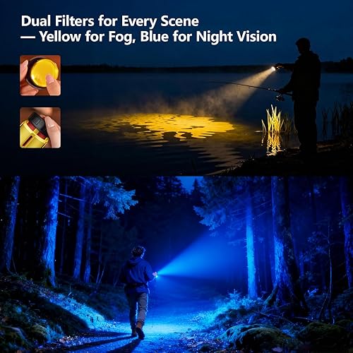 Miniatura 5 de SKYFIRE Linternas LED recargables de alto lúmenes, 10000 mAh, linterna súper brillante, luz táctica con zoom, 10 modos, IPX6, impermeable, para