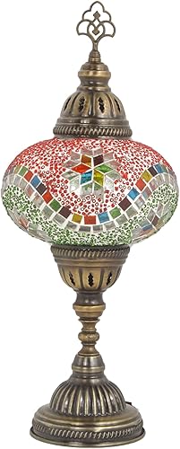 Miniatura 2 de Turkish Lamp Mosaic Table Lamps | Turkish Moroccan Lamp with Bronze Base | Handmade Tiffany Night Lamp | Mosaic Glass Bedside Night Lamp with Led