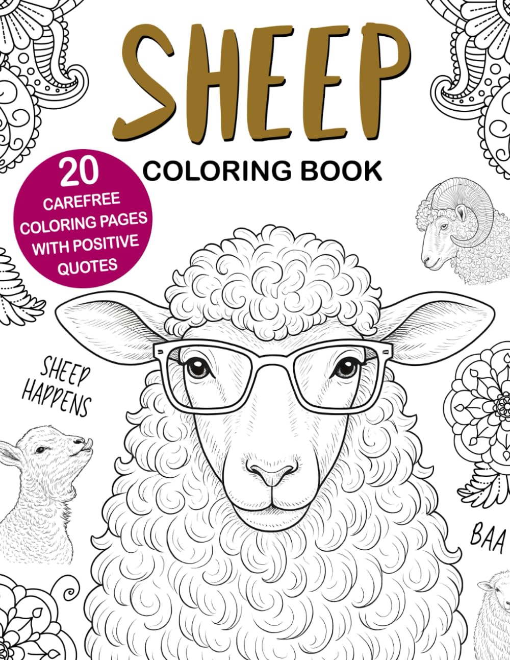 Sheep Coloring Book: Easy and Relaxing Designs for Stress Relief and Fun, A Cute Animal Coloring Book for Sheep Lovers, Perfect Gift Idea
