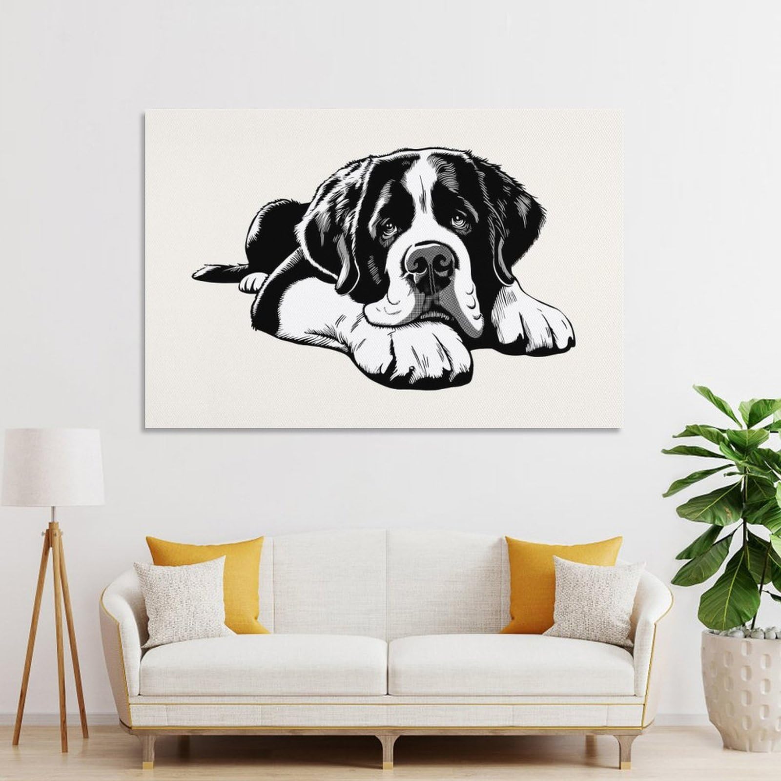 Junmoney Saint Bernard(2) Decorative Wall Artwork 16x24inch(40x60cm), for Living Room, Bedroom, Office Or Hallway, Decorative Artwork with Broad Appeal