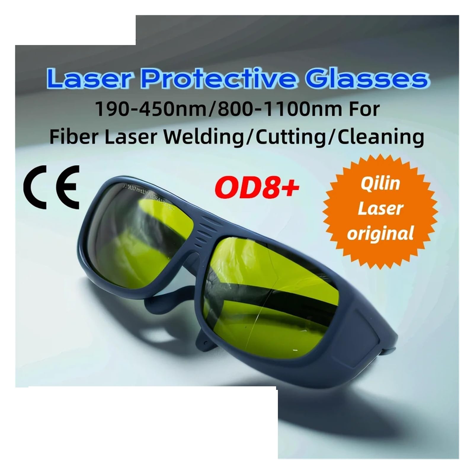 Gafas protectoras de fibra 800-1100 nm OD8+ seguridad for soldadura, corte y limpieza Para obras, talleres, ciclismo, jogging, servicio