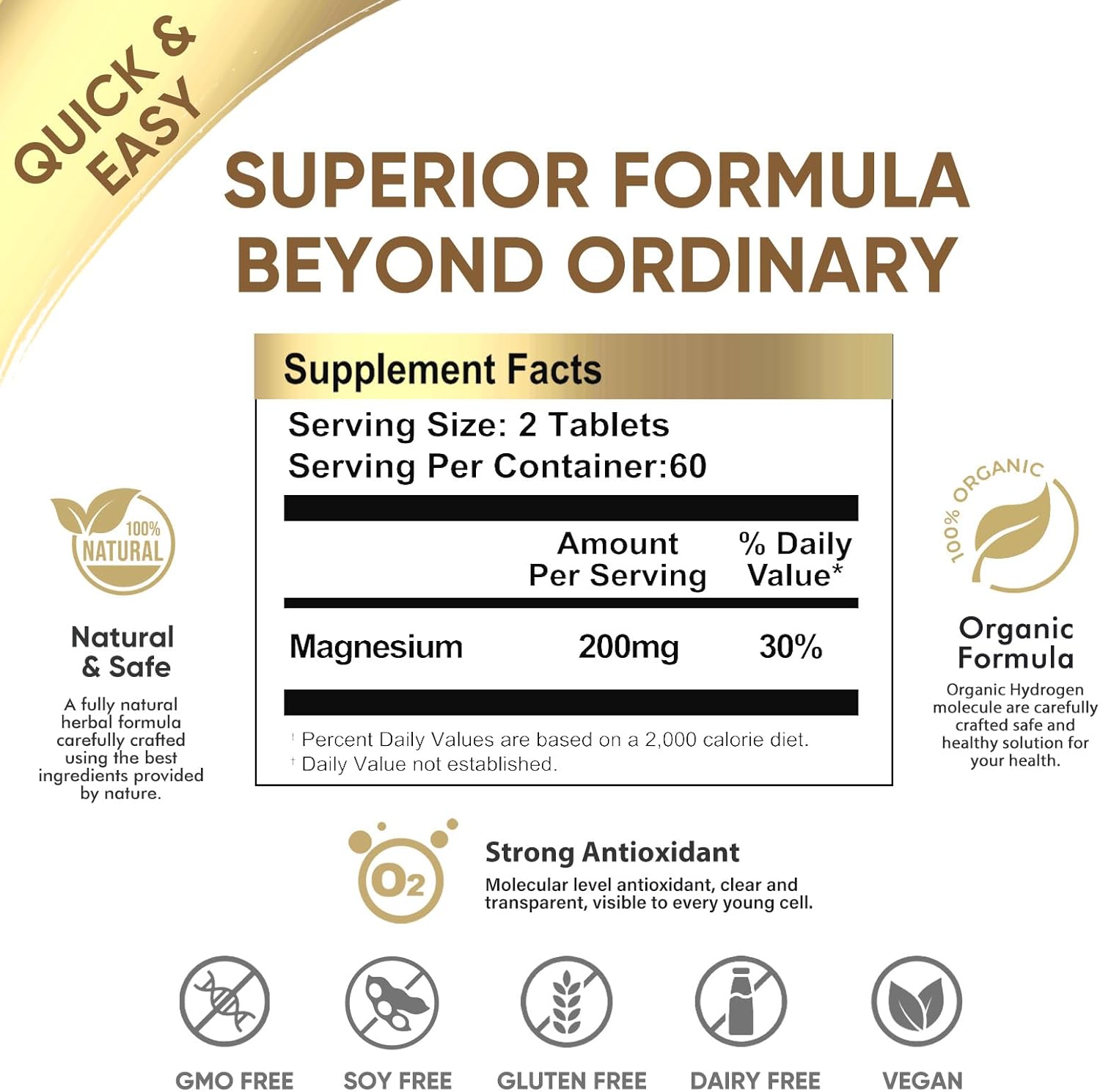 Hydrogen Water Tablets, 120 Tablets H2 Molecular Hydrogen with Magnesium, Supports Brain Function, Energy & Metabolism, Antioxidant Rich & Fast Dissolving, Non-GMO - Image 5