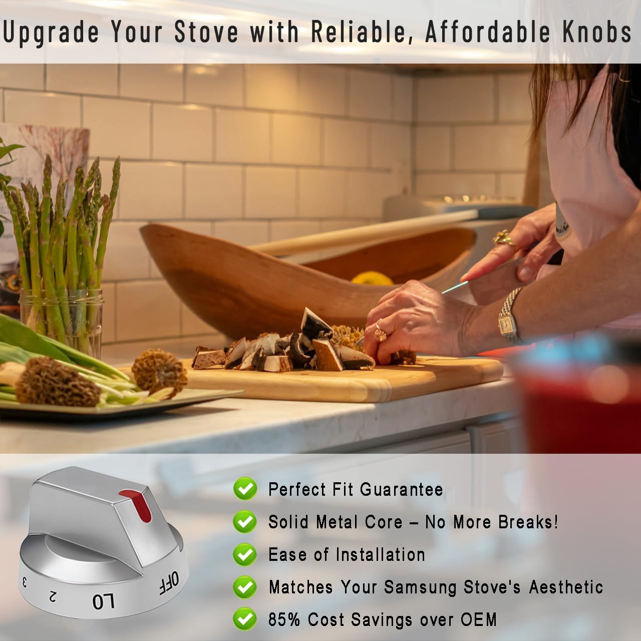 Updated DG94-03500A/Z Replacement Knobs for Samsung Electric Stove, Oven Knobs for Samsung Range NE63T8311SS/AA NE63T8111SS/AA NE63T8751SS/AA,etc.-Improved Heat&Wear Resistance!(Not Universal),4 Pack