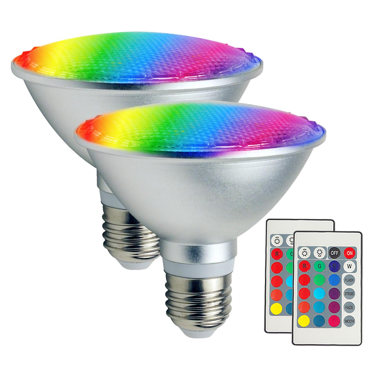 Sponsored Ad - 2Pack PAR30S LED Light Bulb, 30W RGB+Warm White LED Flood Light Indoor/Outdoor, Dimmable Color Changing Spotlight with Remote Control, Lawn Lamp for Home Courtyard Christmas Party Decoration