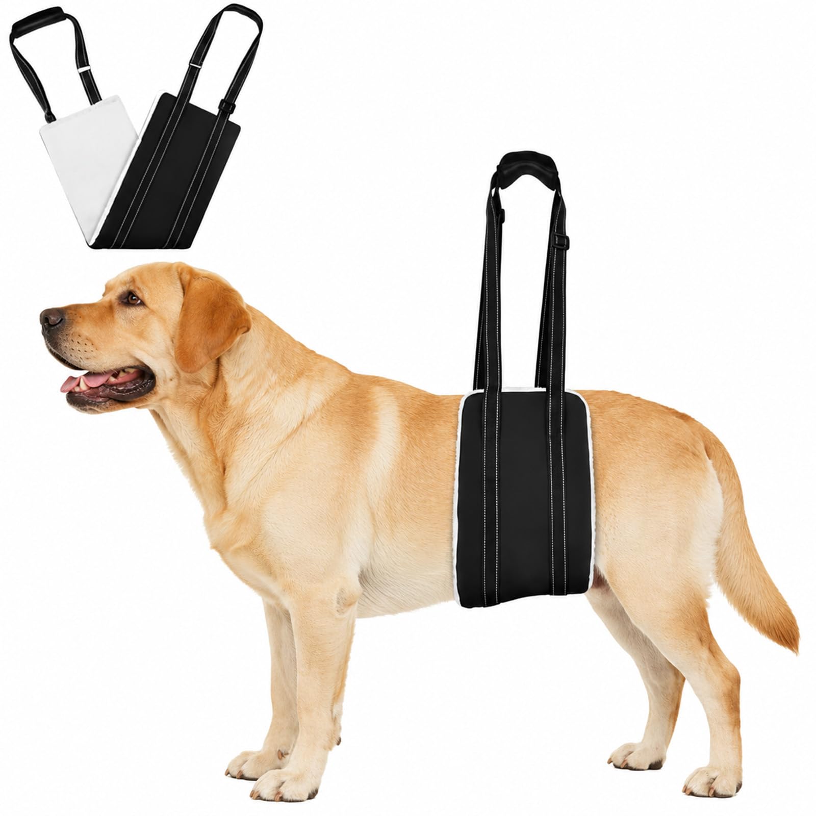 Gdrghe Dog Mobility Sling for Small Dogs Adjustable Lifting Harness With Handle, Back Legs Mobility Aid for Old Injured Dogs Cruciate Ligament Rehabilitation (Black L)